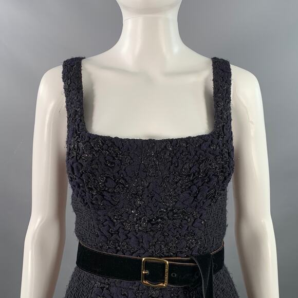 LOUIS VUITTON Size 8 Black Midnight Blue Acetate Blend Sleeveless Cocktail Dress - Picture 3 of 10